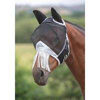 Shires FlyGuard Fine Mesh Fliegenmaske mit Ohren & Nasenfransen