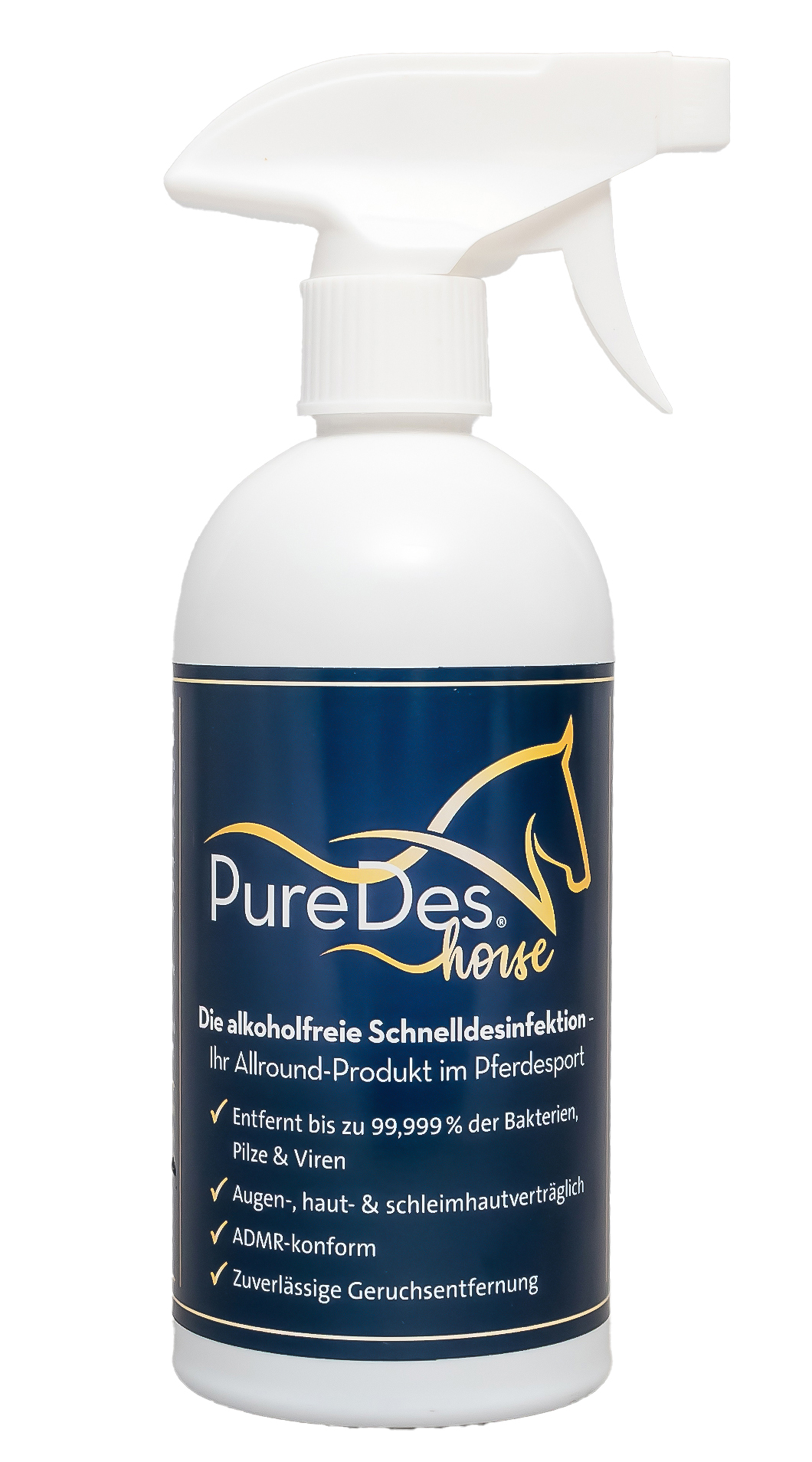PureDes Horse Desinfektionsmittel 500ml Alkoholfreie Schnelldesinfektion für Pferd, Futter & Zubehör