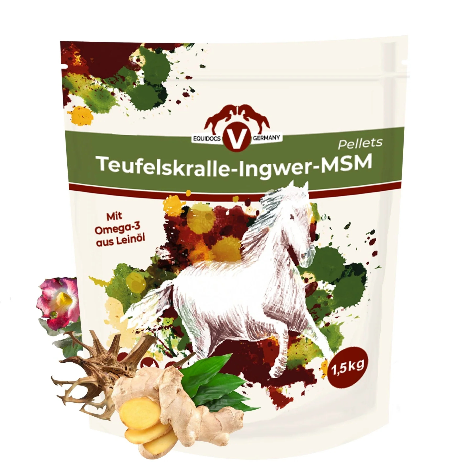 Equidocs Teufelskralle-Ingwer-Msm Pellets 1500g Nährstoffe für strapazierte Gelenke