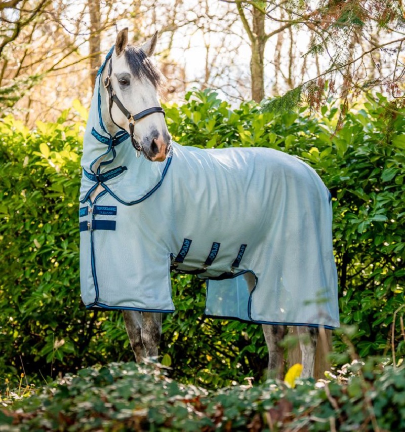 Horseware Amigo Bug Buster Fliegendecke 155 cm, Azure Blue/ Navy & Electric Blue