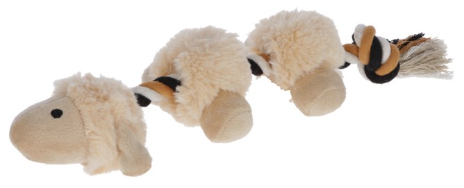 Kerbl Hundespielzeug Shaggy Lamm Mit Baumwollseil, 39 cm