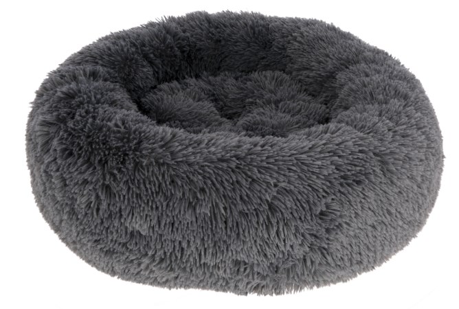 Kerbl Kuschelbett Fluffy Grau, Groß (Ø 76cm x 19cm)