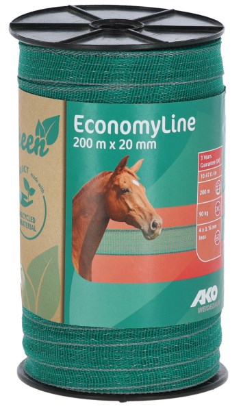 Kerbl Weidezaunband EconomyLine 200m x 20mm, Grün/ Grau