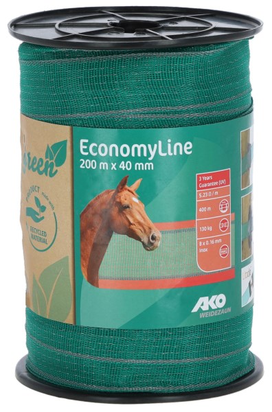 Kerbl Weidezaunband EconomyLine 200m x 40mm, Grün/ grau