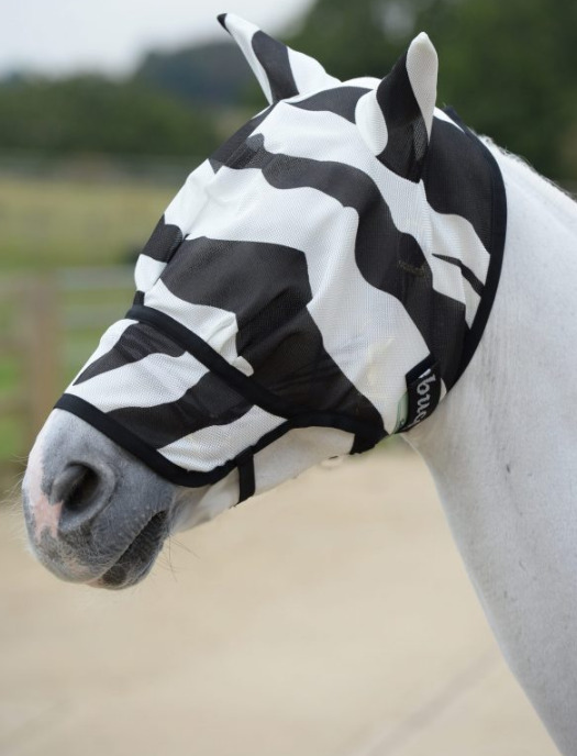 Bucas Buzz-Off Fliegenmaske mit Nasenschutz Extended Nose 145/L, Zebra