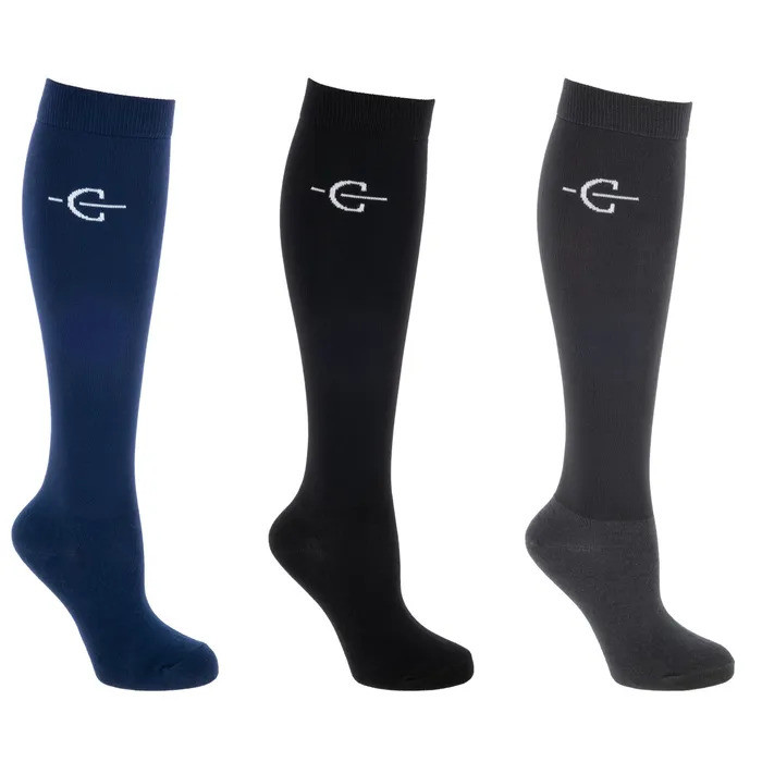 Kerbl Reitstrumpf Competition 3er Pack Navy/Black/Grey, Gr. 37-39 cm