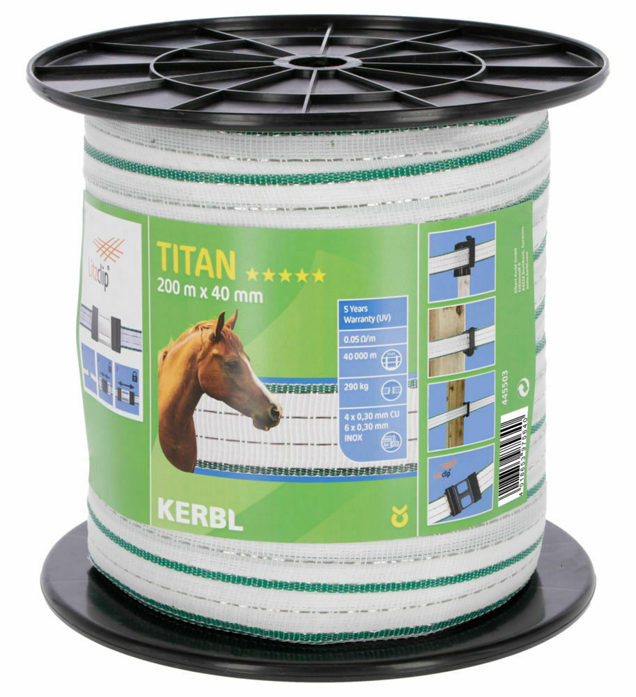 Kerbl Titan Breitband 200m x 20mm, weiß/grün