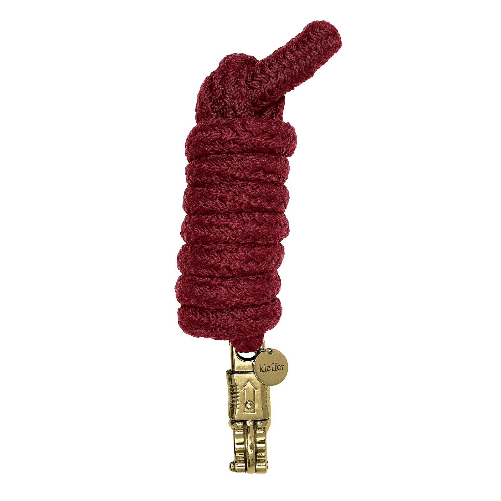 Kieffer Führstrick Satin Shine mit Panikhaken Burgund mit Messing-Beschlägen