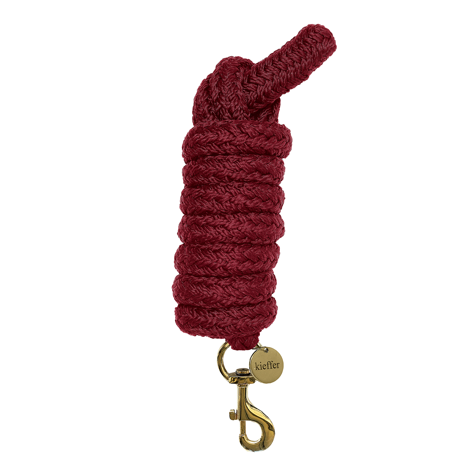 Kieffer Führstrick Satin Shine mit Karabiner Burgund mit Messing-Beschlägen