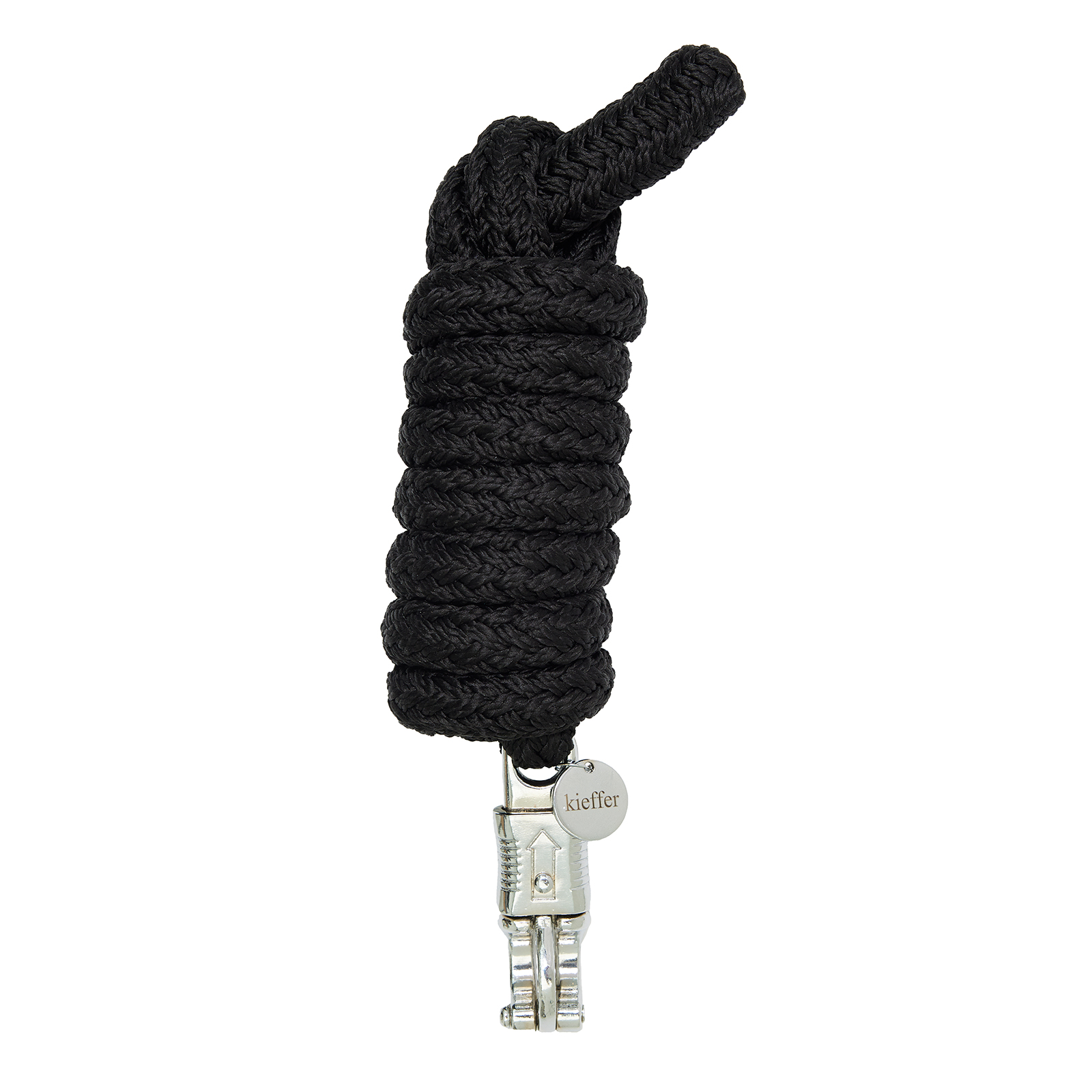 Kieffer Führstrick Satin Shine mit Panikhaken Schwarz mit Chrom-Beschlägen