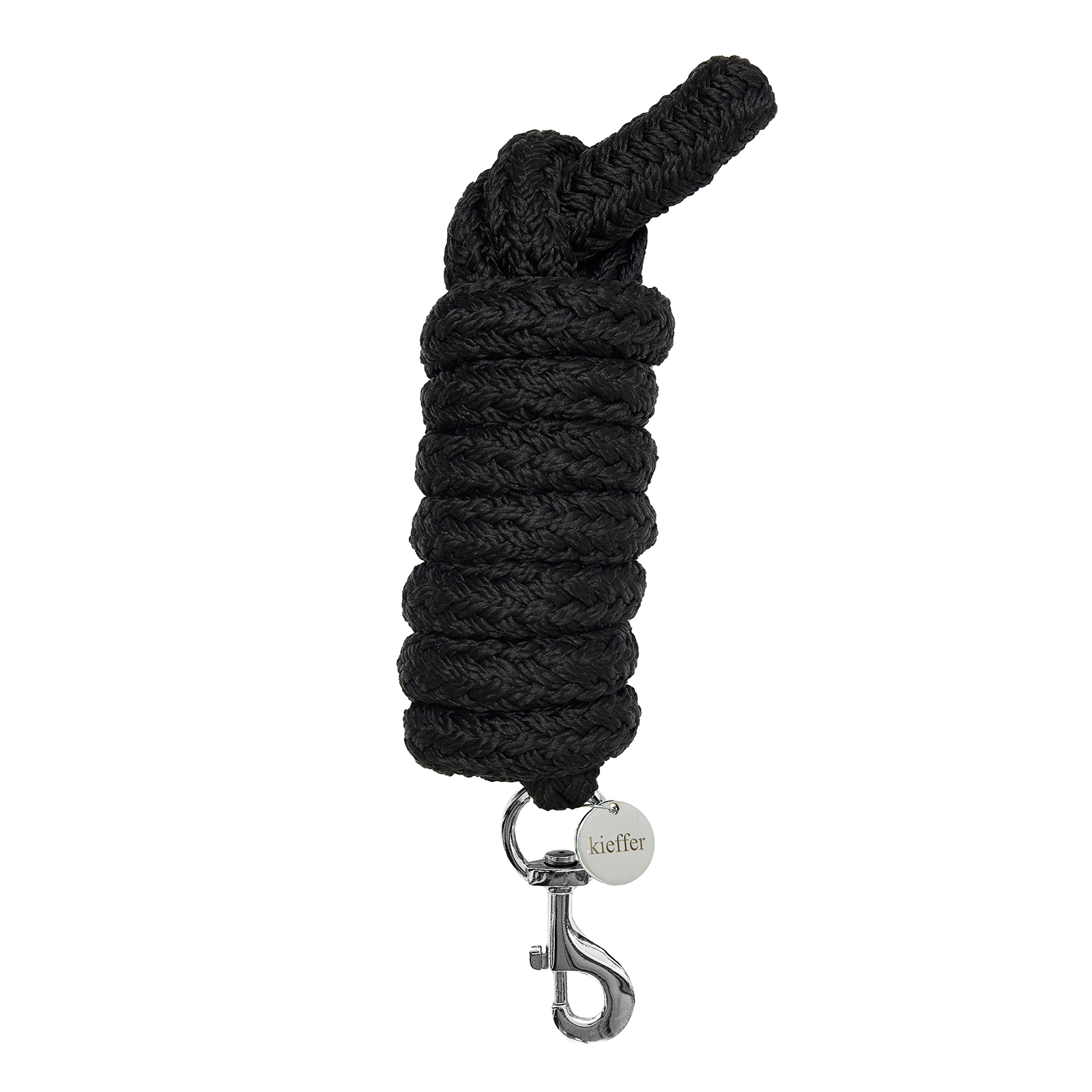 Kieffer Führstrick Satin Shine mit Karabiner Schwarz mit Chrom-Beschlägen