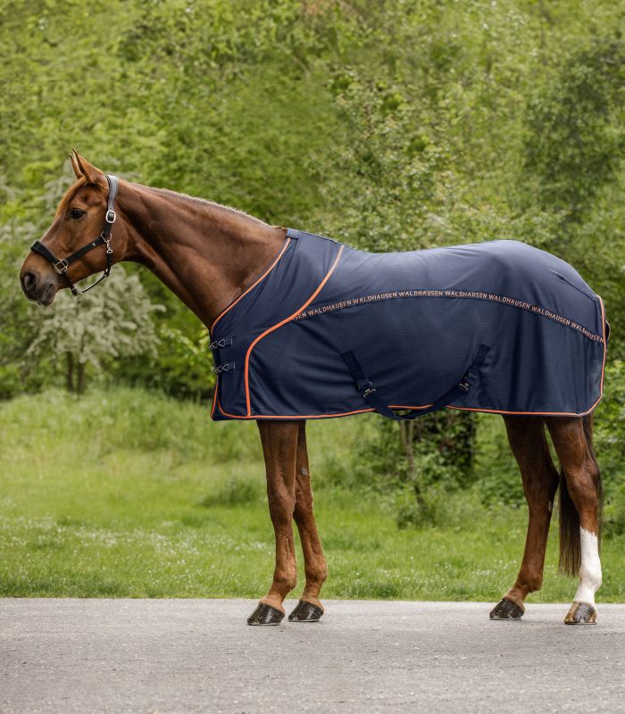 Waldhausen Cooler Fliegen-Sommerdecke Nachtblau/ Orange, 145 cm