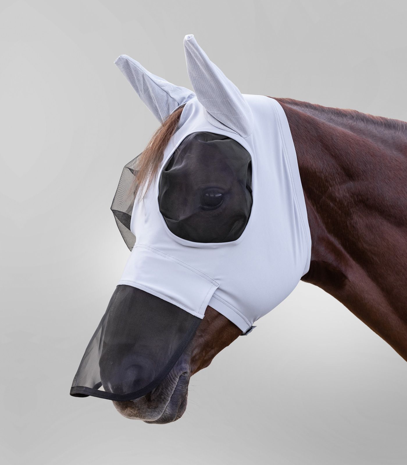 Waldhausen Fliegenmaske Puck mit Nasenschutz silbergrau, Pony