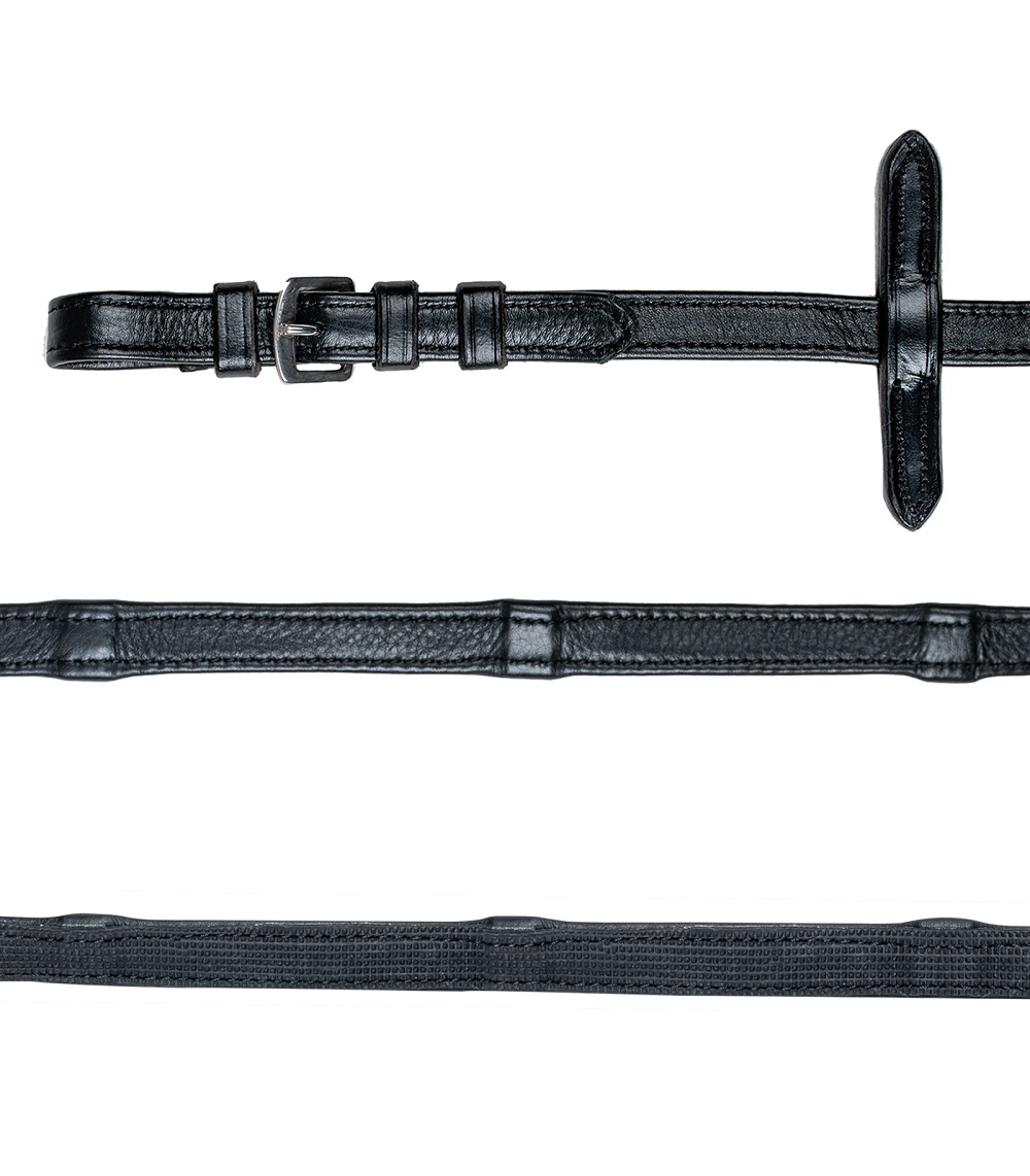 Waldhausen Gummi-Lederzügel Schwarz
