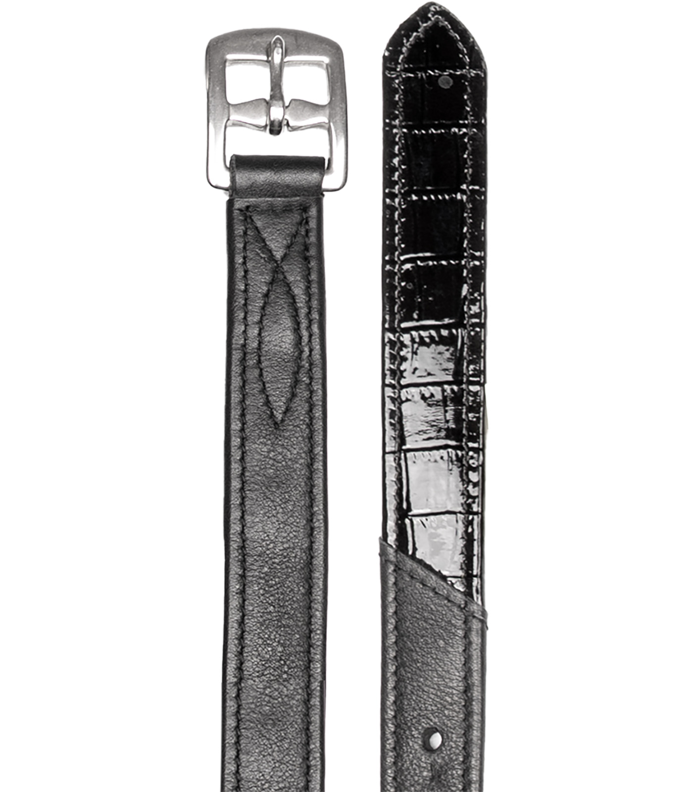 Waldhausen Steigbügelriemen Kroko, X-Line Schwarz, 140 cm