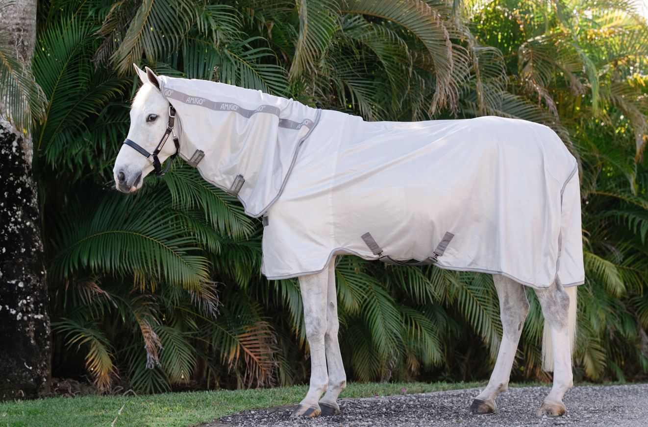 Horseware Fliegendecke Amigo Integrated Silver/Titanium Grey & Silver, 115 cm (5'6")