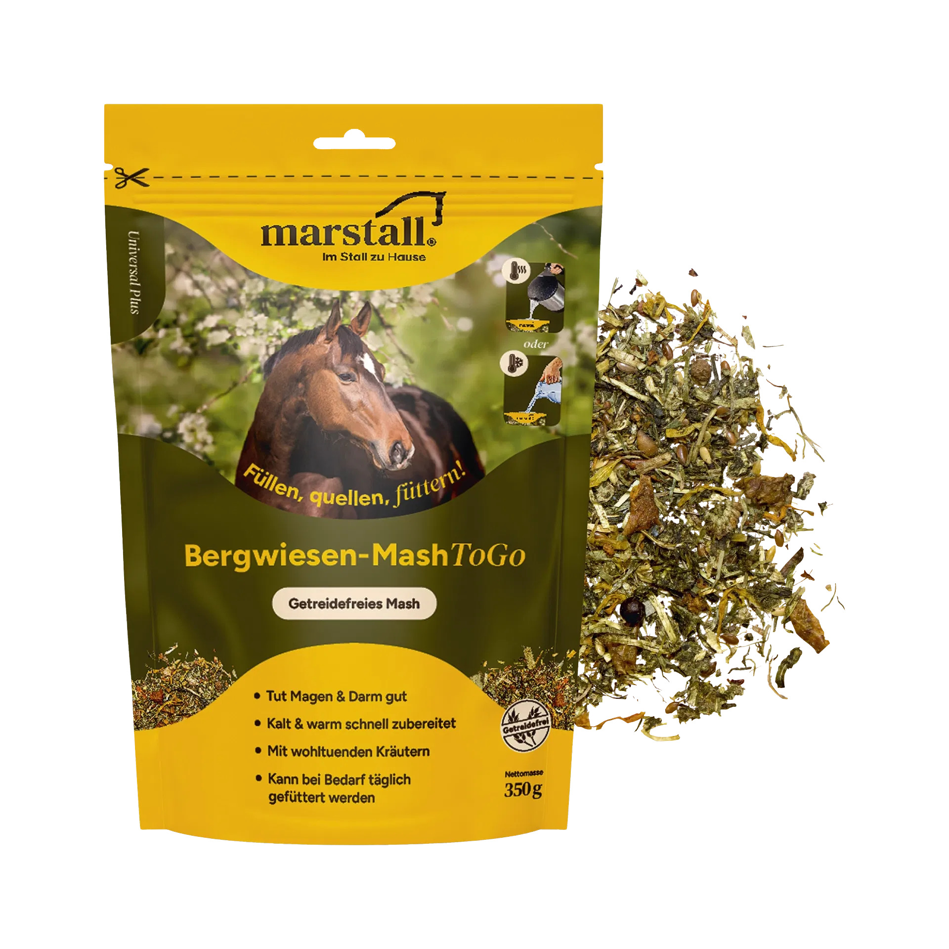 Marstall Bergwiesen-Mash ToGo 20 x 350g Beutel getreidefrei & schmackhaft