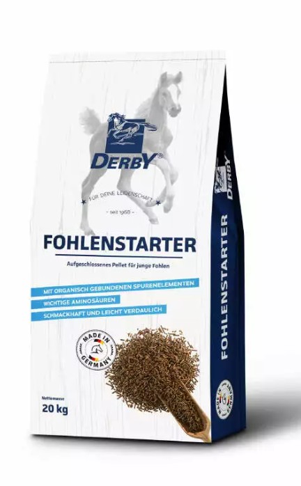 Derby Fohlenstarter 20 kg Sack Aufgeschlossenes Pellet für junge Fohlen