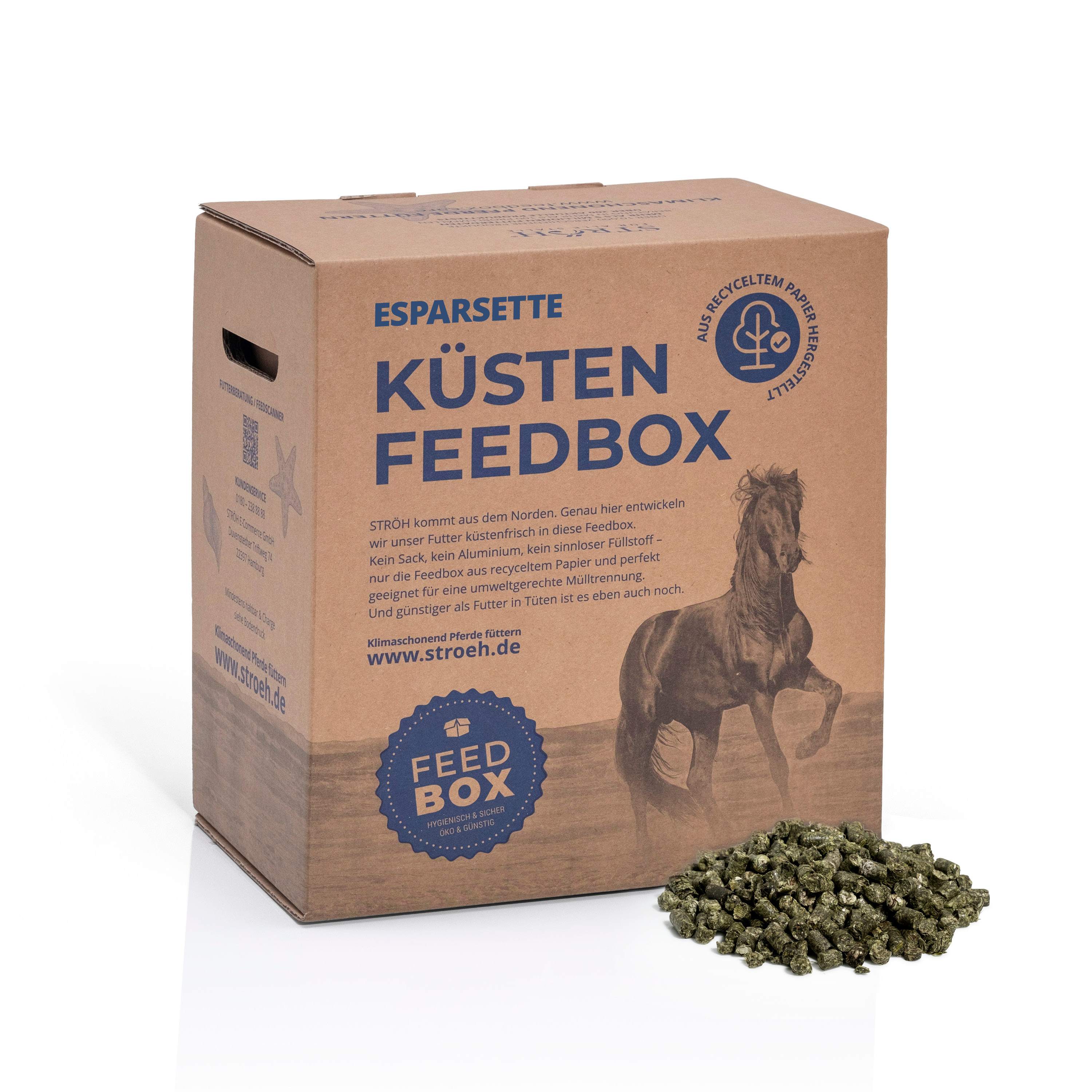 STRÖH Küsten Esparsette Cobs 9kg Feedbox Natürlicher Proteinlieferant