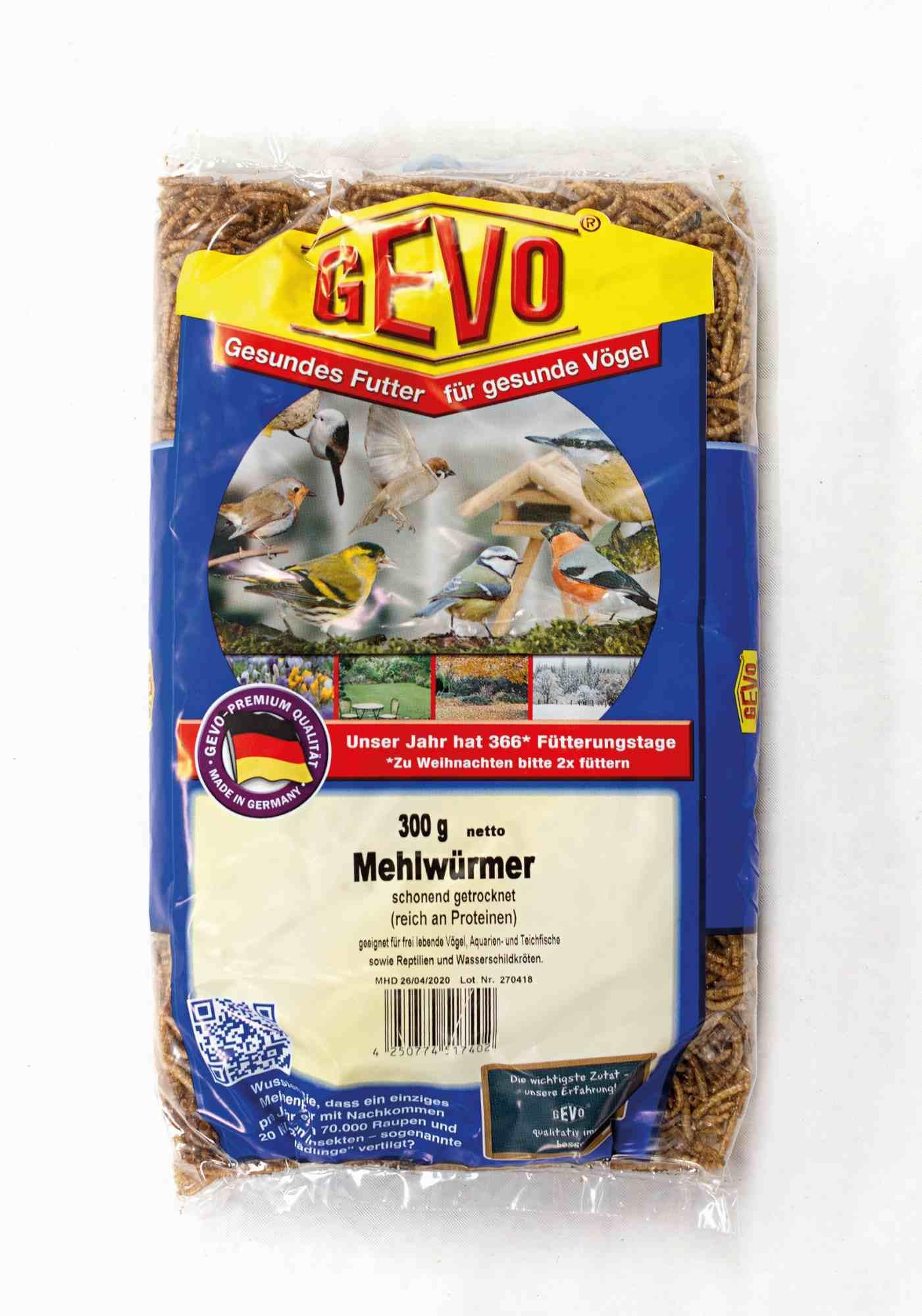 Gevo Mehlwürmer getrocknet 300 g Für Brutzeit und Ganzjahresfütterung