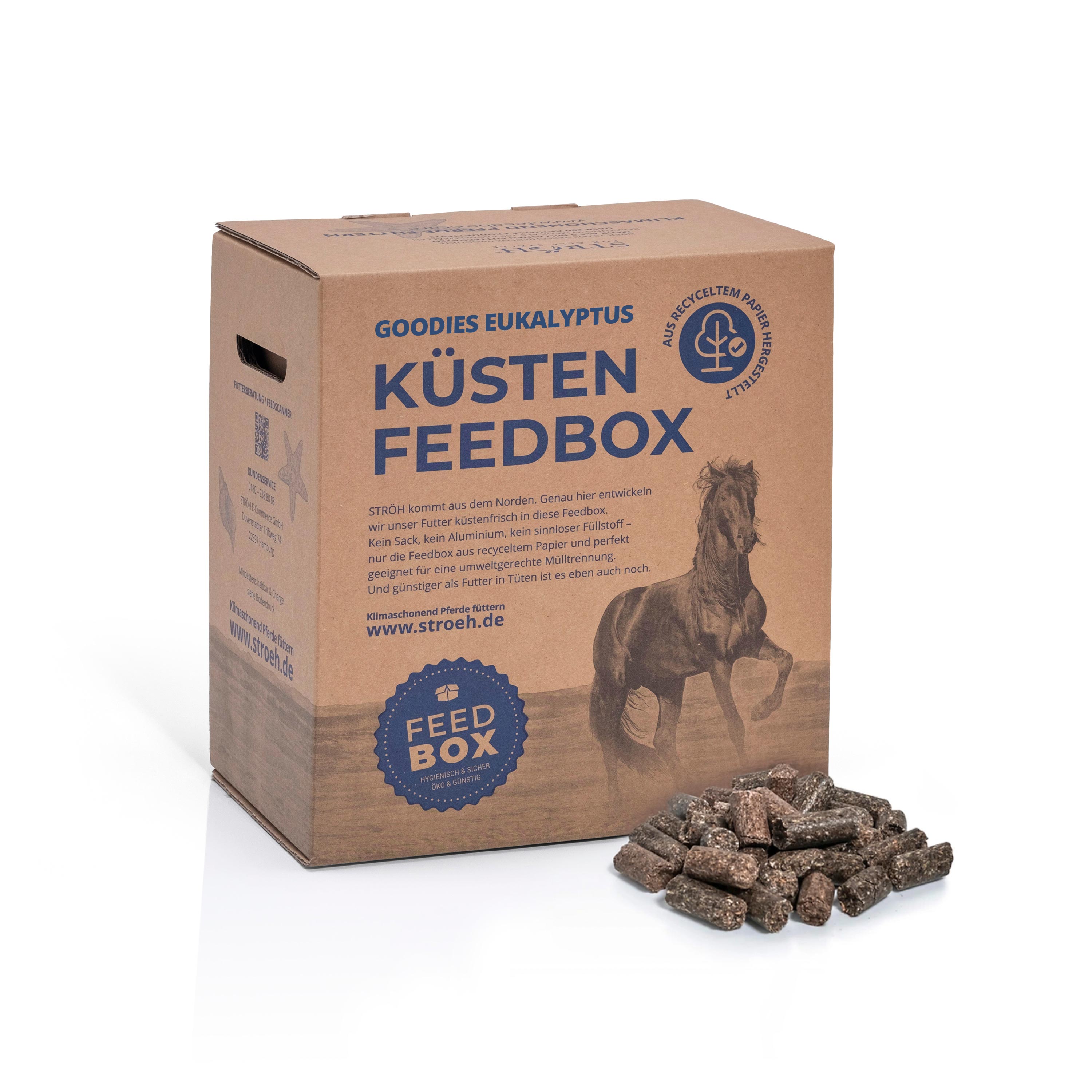 STRÖH Küsten Goodies Eukalyptus 9kg Feedbox Schmackhafte Leckerli für die Atemwege