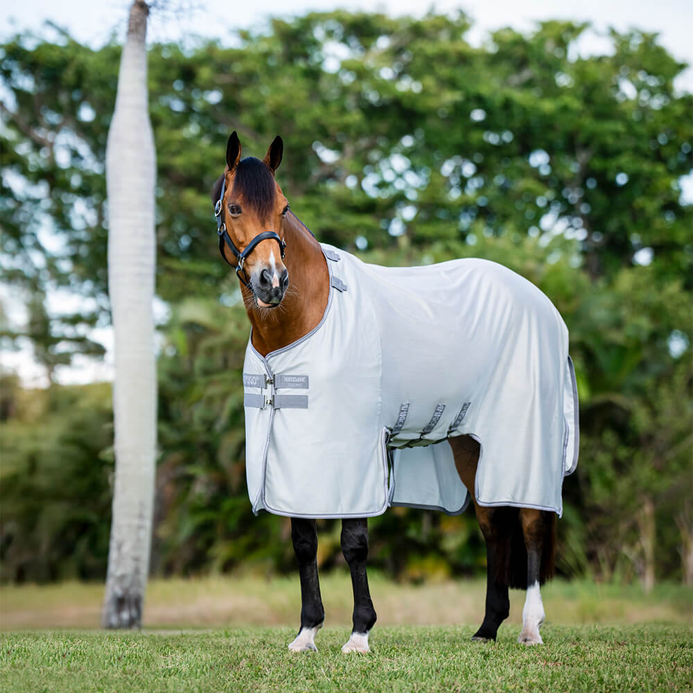 Horseware Fliegendecke Amigo Bug Buster Silver/Titanium Grey & Silver, 140 cm (6'3")