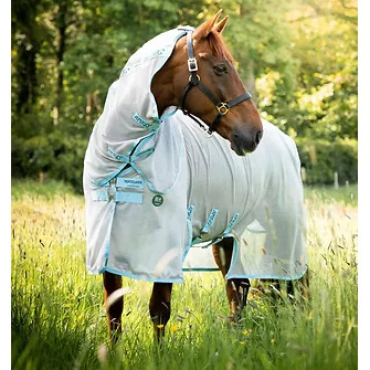 Horseware Fliegendecke AmECO Bug Buster Plus Silver/Sky Blue/ 155 cm (6'9")