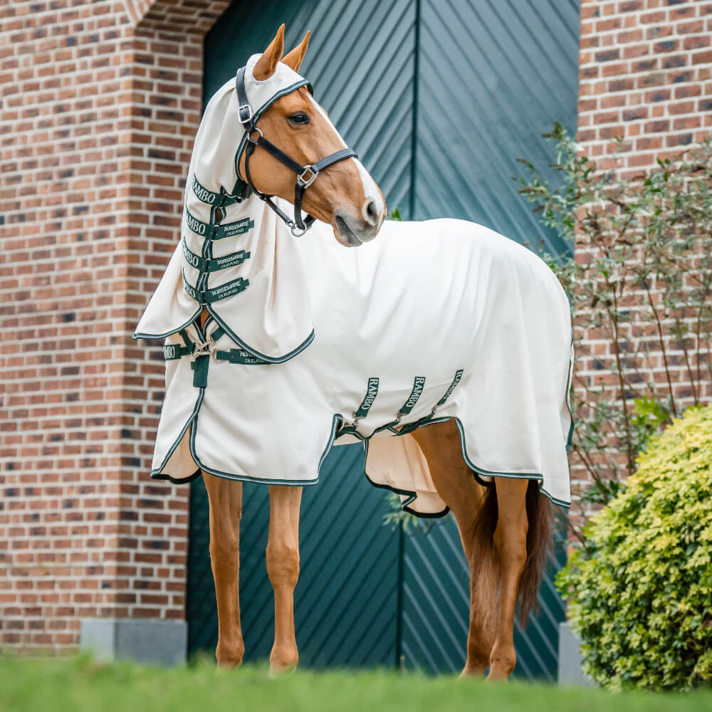 Horseware Ekzemerdecke Rambo Hoody Chalk / Hunter Green & Silver/ 140 cm (6'3")