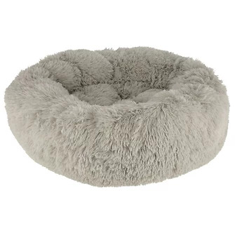 Kerbl Kuschelbett Fluffy Hellgrau, Groß (Ø 76cm x19cm)