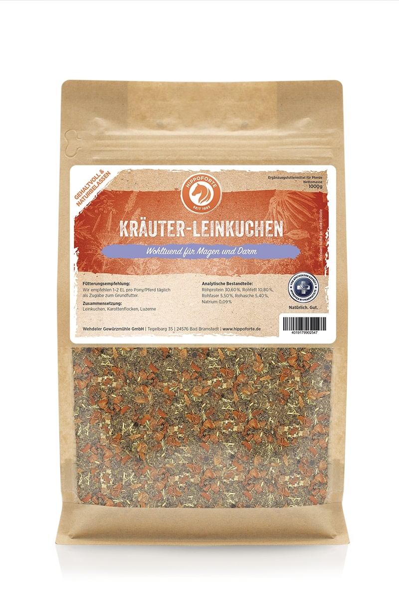 Hippoforte Kräuter-Leinkuchen 1kg Naturbelassene Mischung für die Verdauung