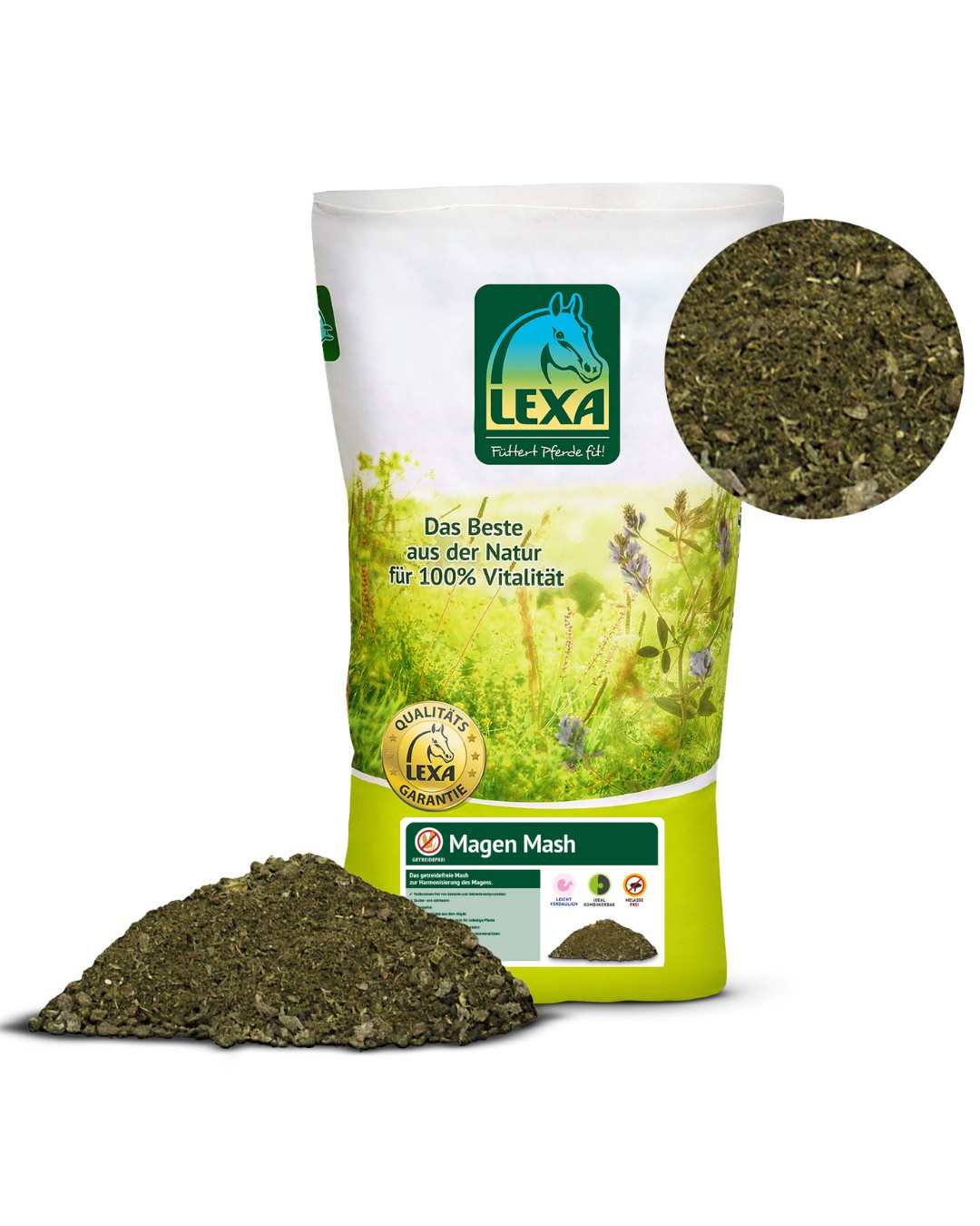 Lexa Magen Mash, 1 kg Getreidefreies und luzernefreies Mash für sensible Pferde