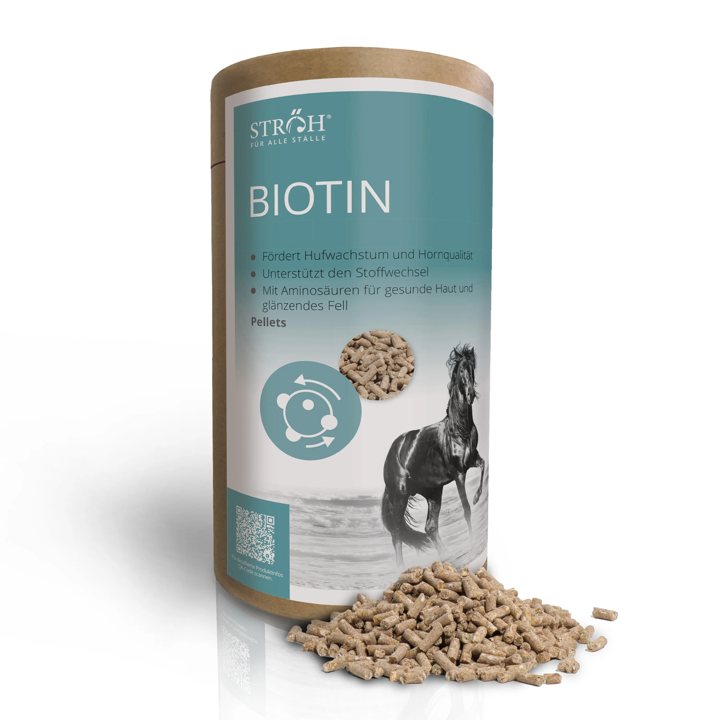 STRÖH Biotin 1,2 kg Feedbox Dose Für Hufe & Fell - Getreidefrei