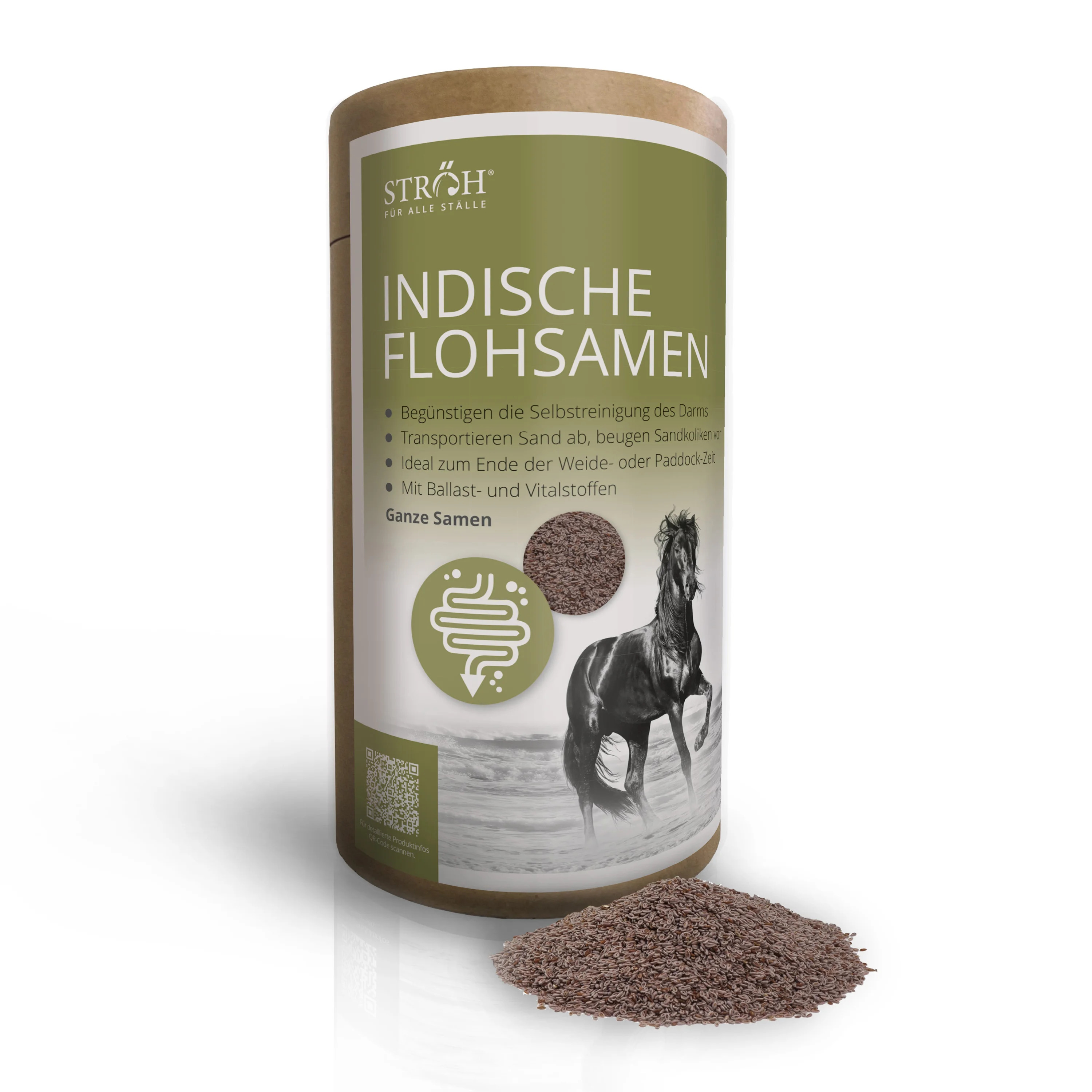 STRÖH indische Flohsamen 1 kg Feedbox Dose Zum Ende der Weidezeit