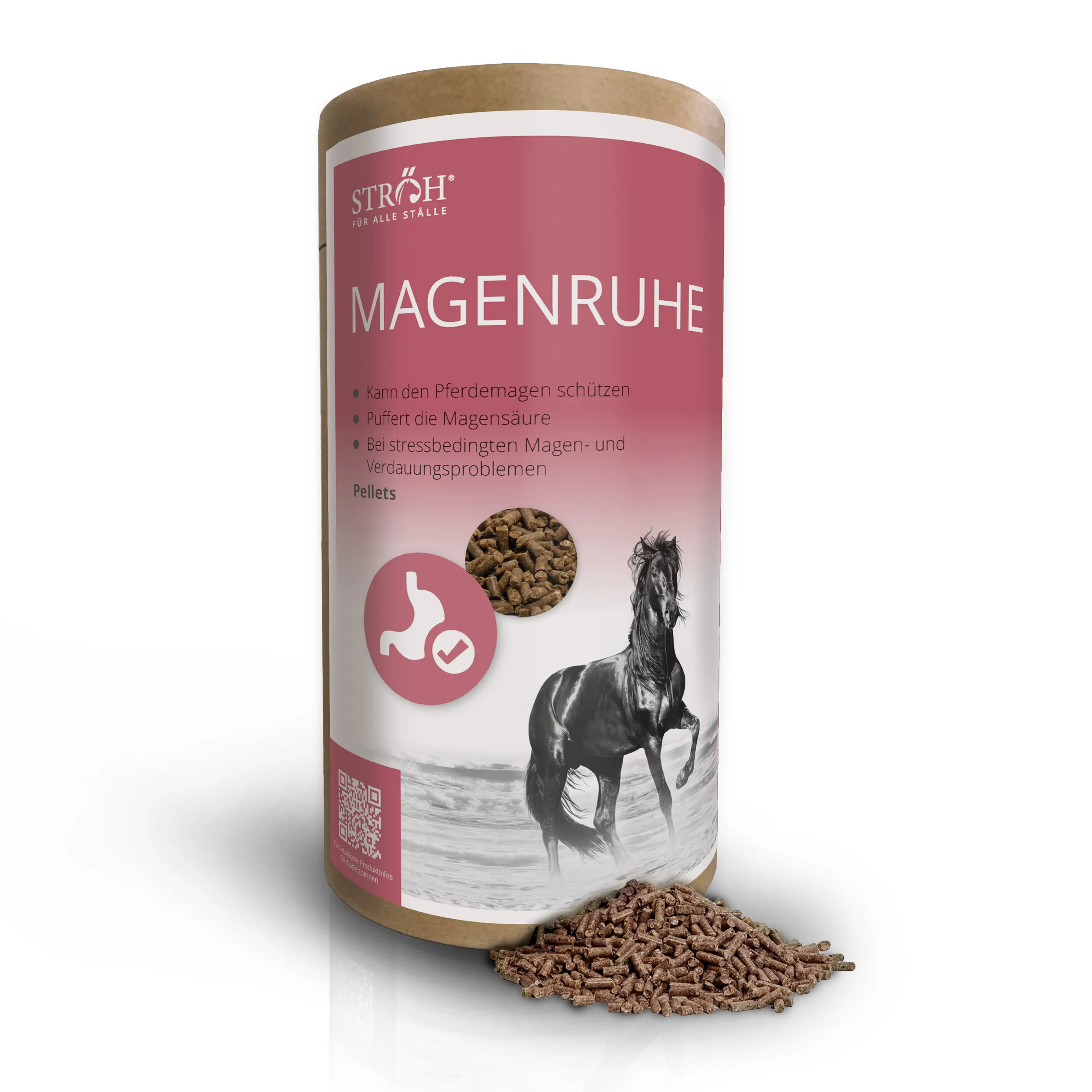 STRÖH Magenruhe 1,5 kg Feedbox Dose Ergänzungsfutter für magenempfindliche Pferde