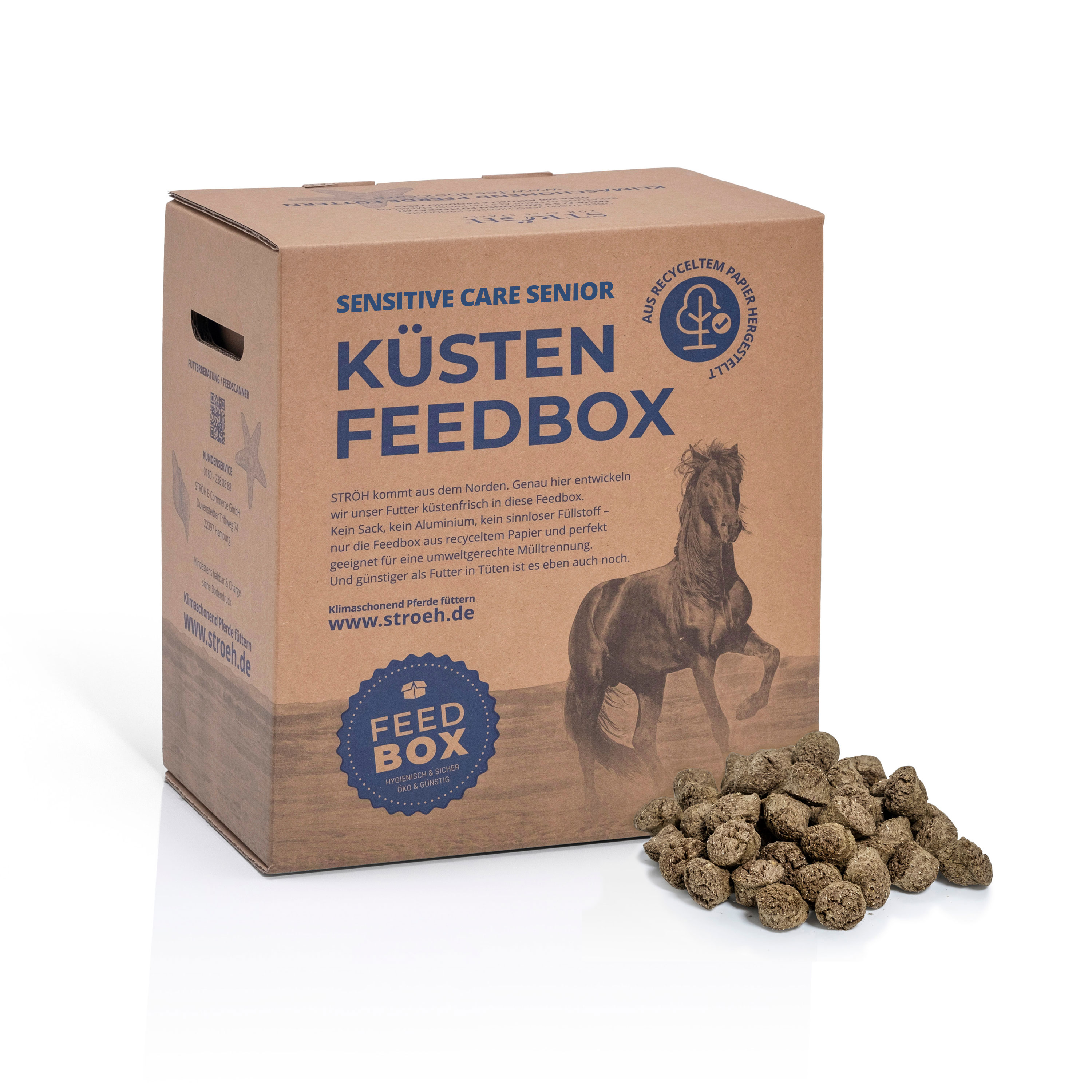 STRÖH Küsten Sensitive Care Senior 20 kg Feedbox Pferdefutter für ältere Pferde