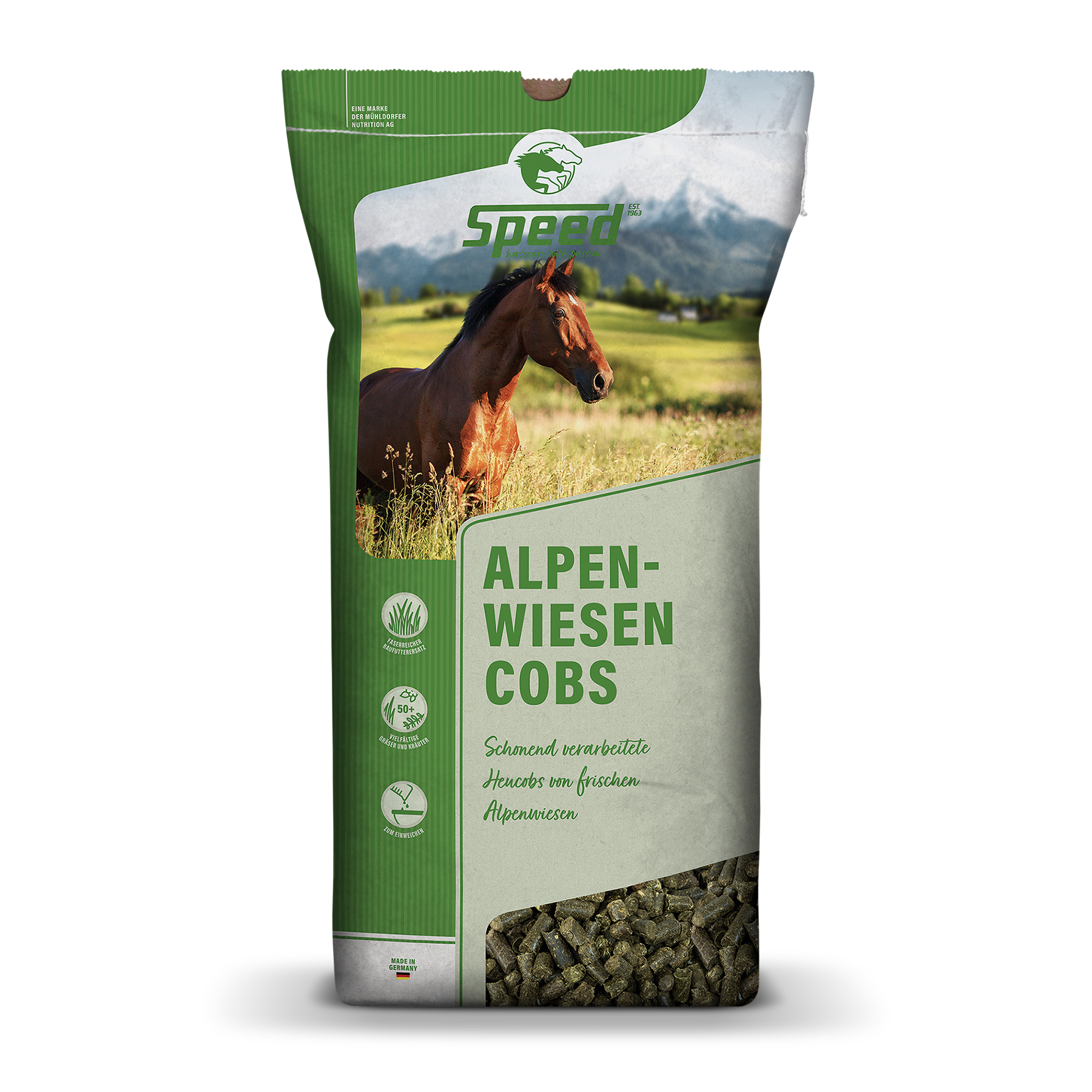 Speed Alpenwiesen Cobs staubfrei 20 kg Frei von Melasse, Zucker und Zusatzstoffen