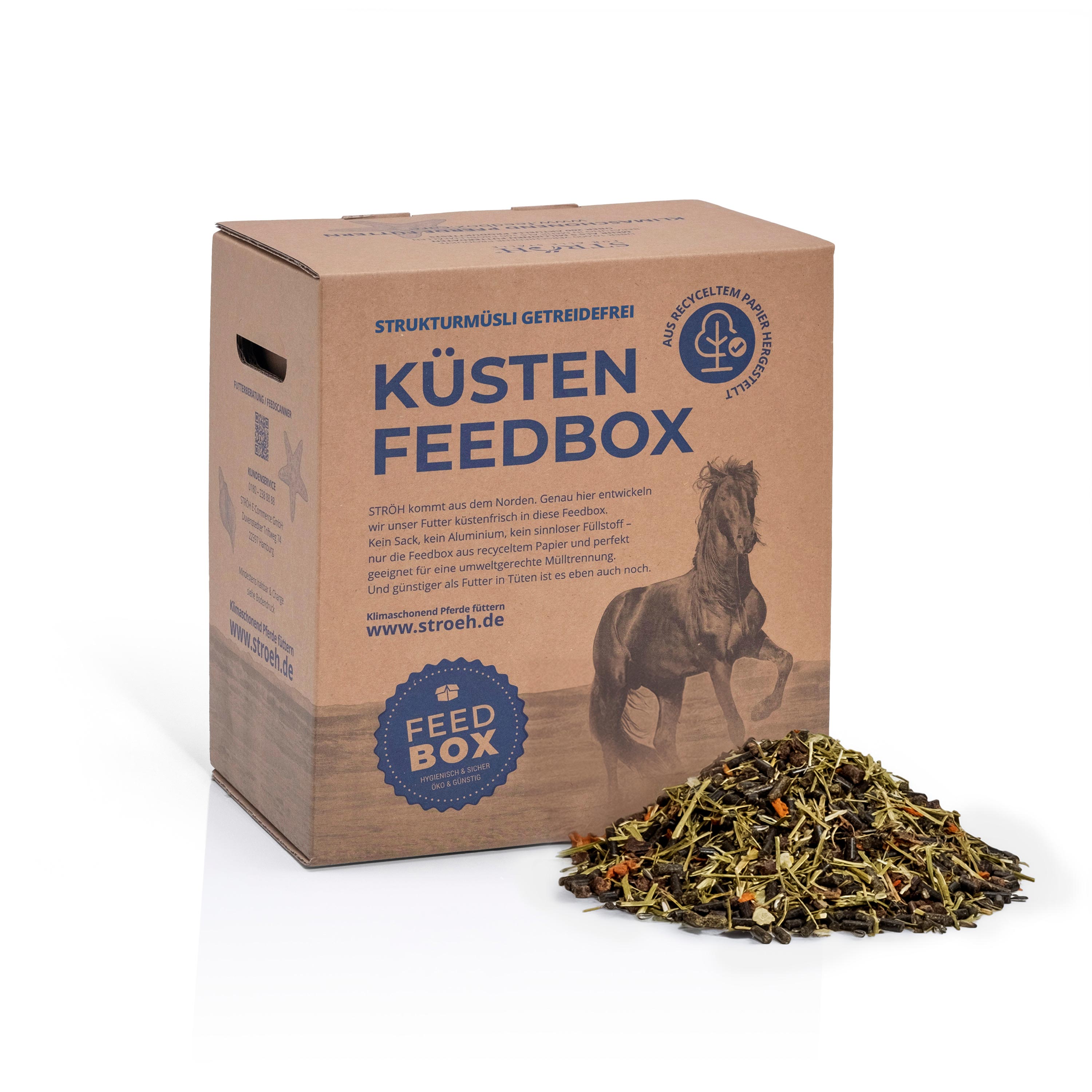 STRÖH Küsten Struktur Müsli 22 kg Feedbox Getreidefrei für magen- und stoffwechselempfindliche Pferde
