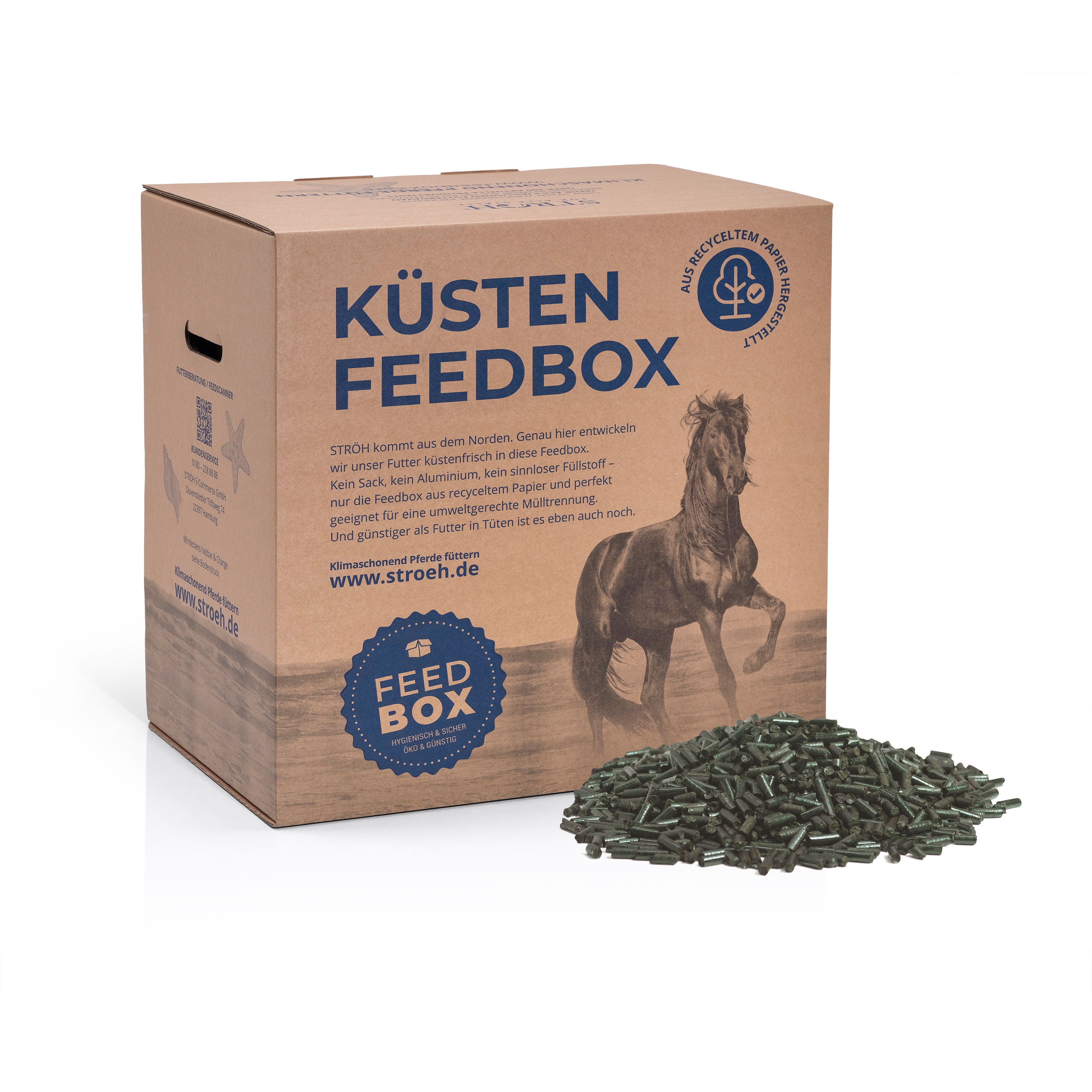 STRÖH Spirulina Pellets 4kg Feedbox Pure Muskelkraft für Dein Pferd