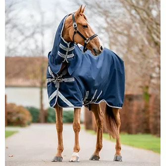 Horseware Amigo 1200D Plus Turnout 50g mit Halsteil Navy/Titanium Grey & Silver, 155 cm