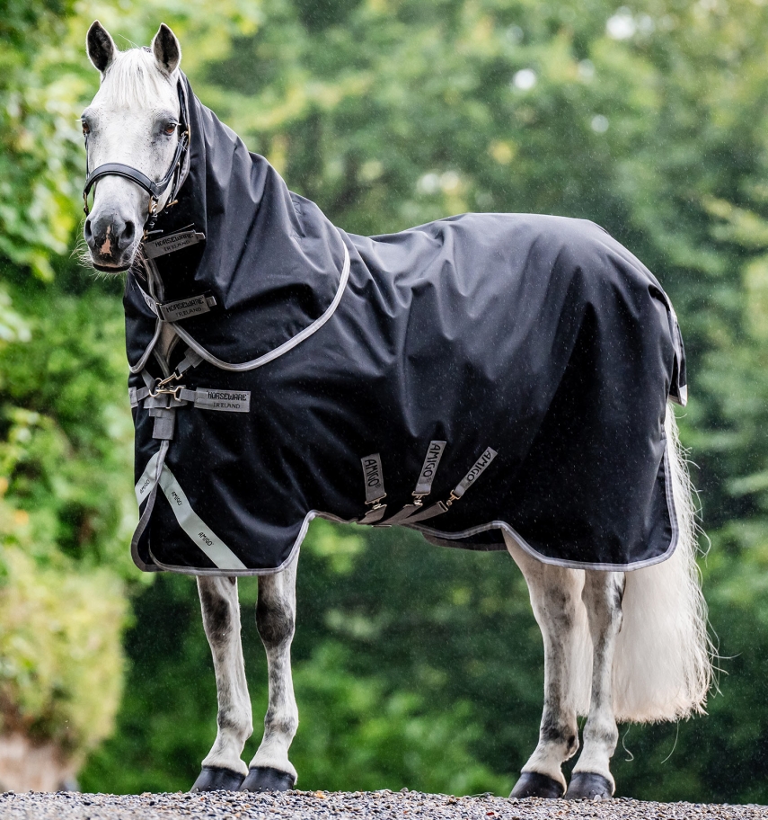 Horseware Amigo 1200D Plus Weidedecke 50g Black/Titanium Grey & Silver, Gr. 145 cm