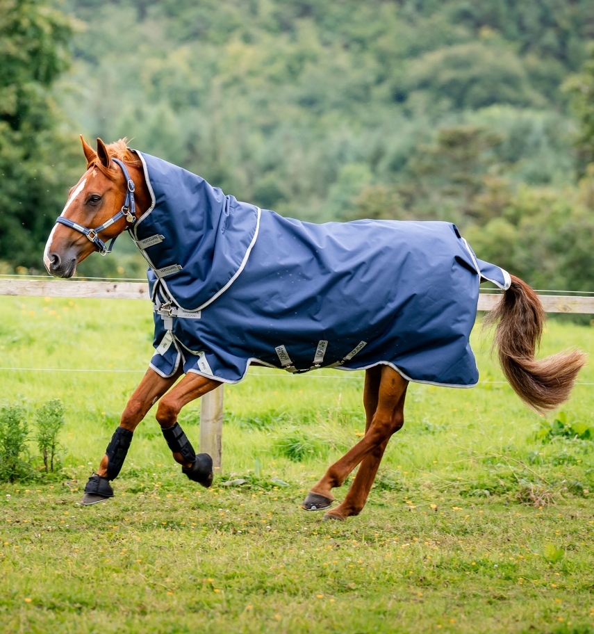Horseware Amigo 250g 1200D Plus Turnout mit abnehmbaren Halsteil Navy/Titanium Grey & Silver, Gr. 160 cm