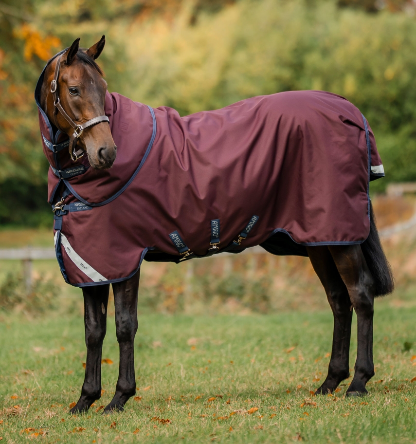 Horseware Amigo 1200D Plus Weidedecke 100g Burgundy/Navy & Titanium Grey, Gr. 125 cm