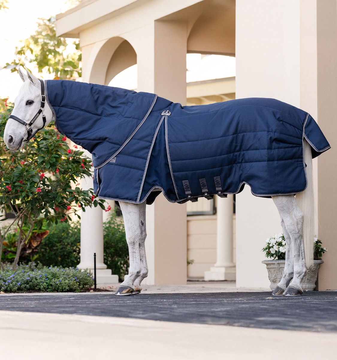 Horseware Rambo Optimo Stable Plus 200g Navy/Thunderstorm Grey & Silver, Gr. 165cm