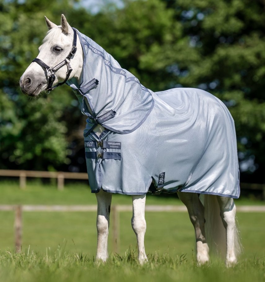 Horseware Amigo Bug Rug Plus Pony Fliegendecke Heather Blue/Blue & Silver, Gr. 90 cm