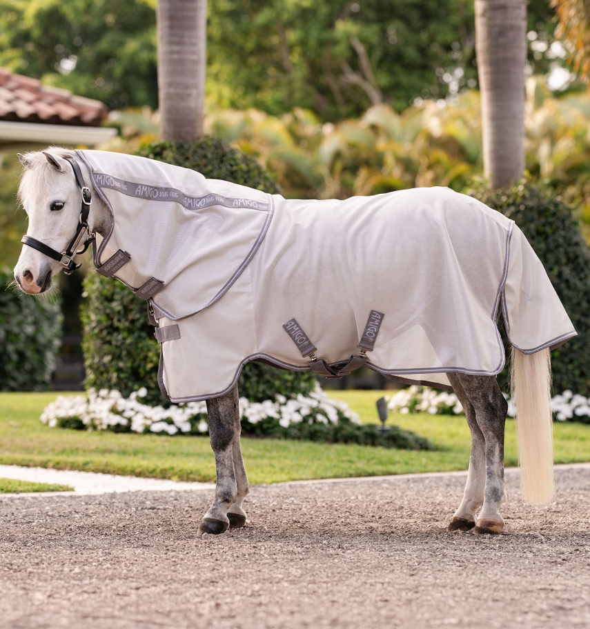Horseware Amigo Bug Rug Plus Pony Fliegendecke Silver/Titanium Grey & Silver, Gr. 80 cm
