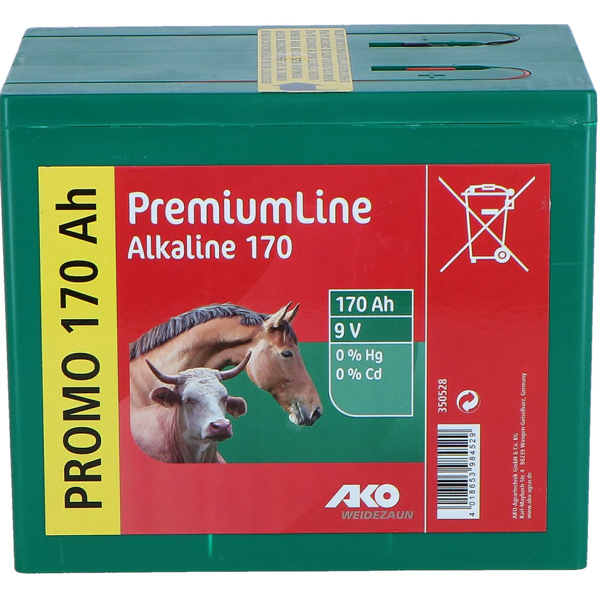 Kerbl Ako Weidezaunbatterie Alkaline 9 Volt 170 Ah