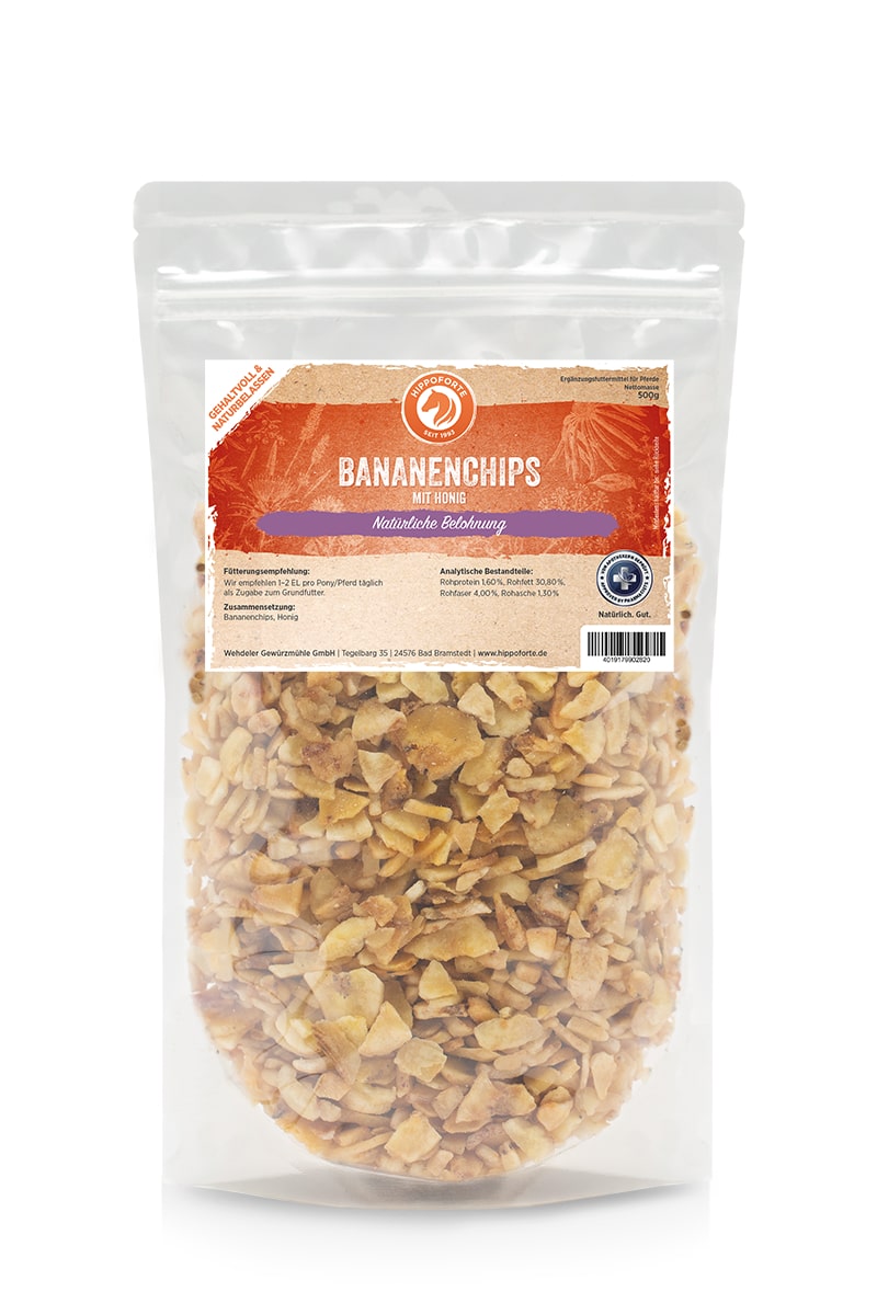 Hippoforte Bananenchips mit Honig 0,5 kg Fruchtiger Snack mit Honig