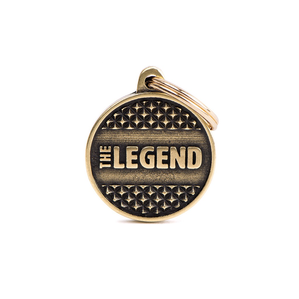 MyFamily Hundemarke Bronx Medium Circle The Legend Altes Gold 26 x 31 mm