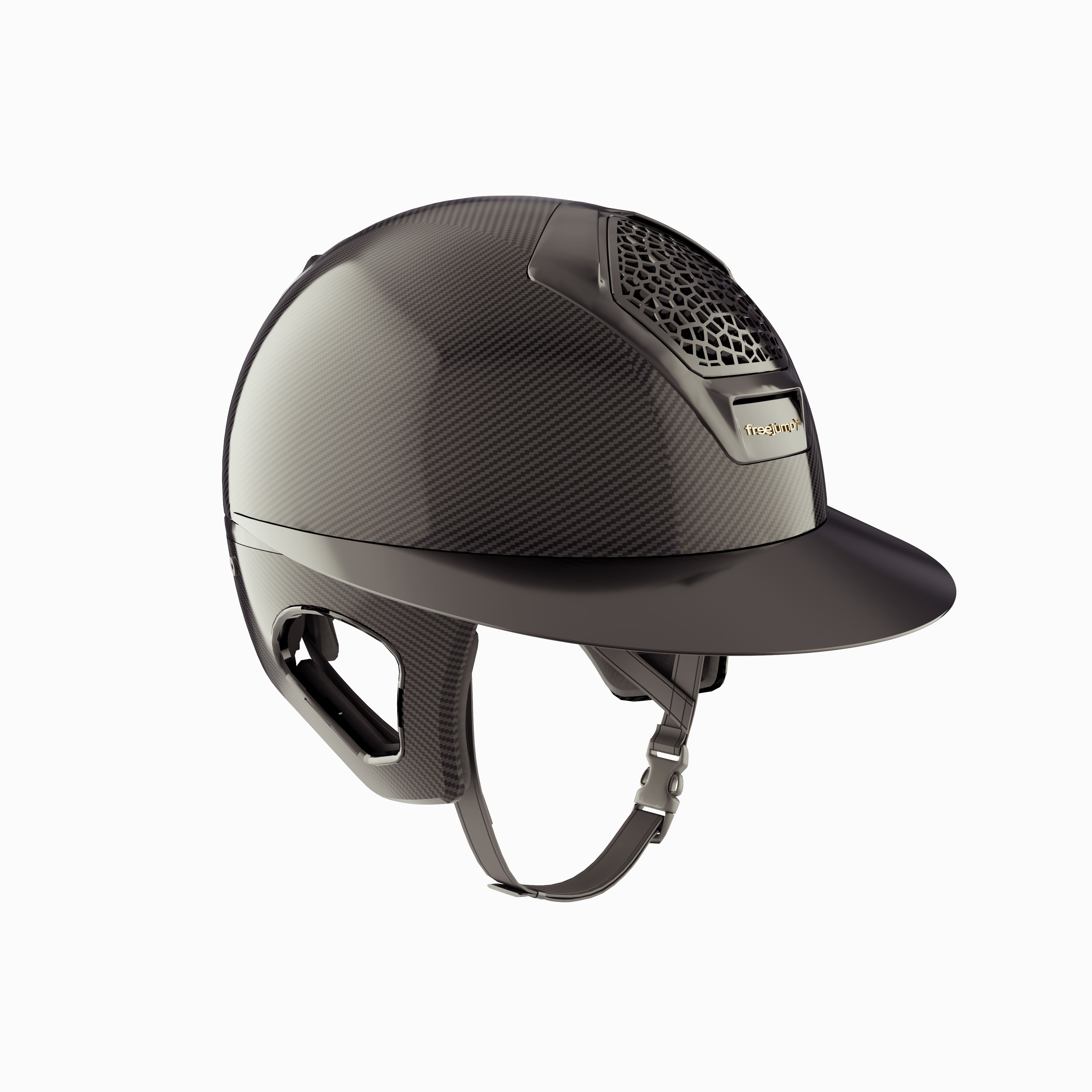 Freejump Reithelm Voronoï Carbon mit Schläfenschutz Glossy Schwarz, Gr. M