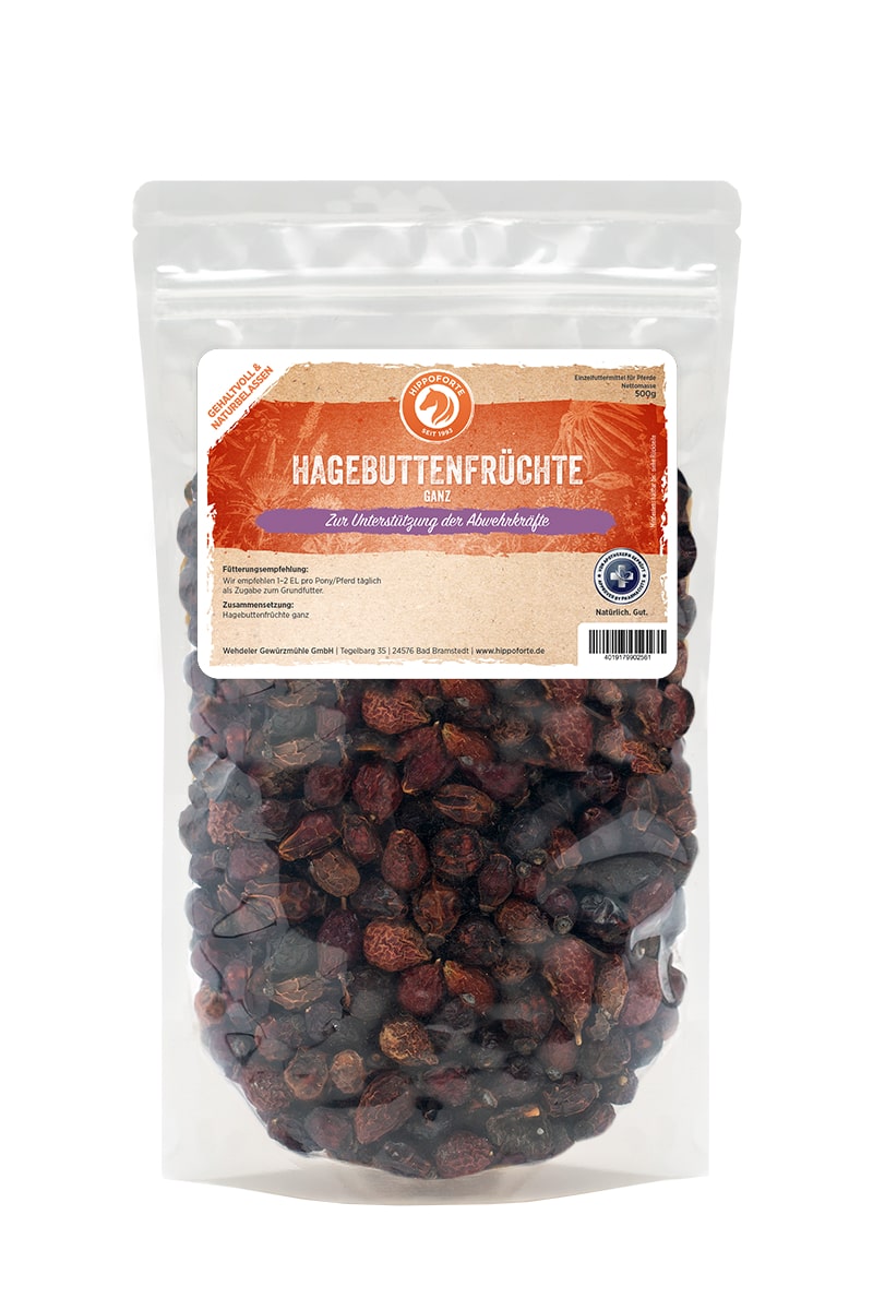 Hippoforte Hagebuttenfrüchte ganz 0,5 kg Schmackhafte Früchte, reich an Vitaminen